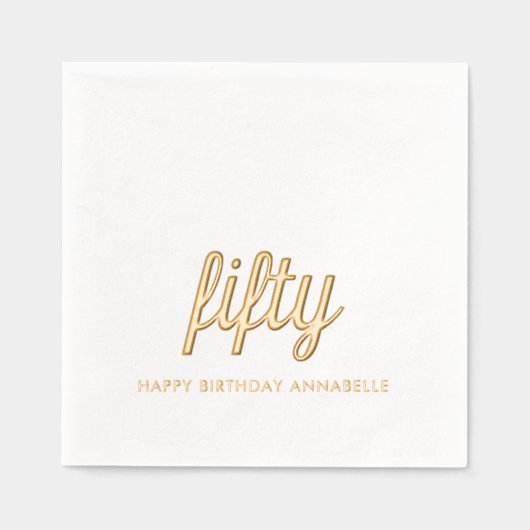 Elegante 50e verjaardag moderne gouden folie serve folie servetten (Voorkant)