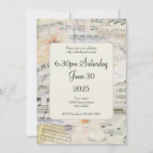 Elegante 50e verjaardag  muziek Bloemen Kaart (Achterkant)