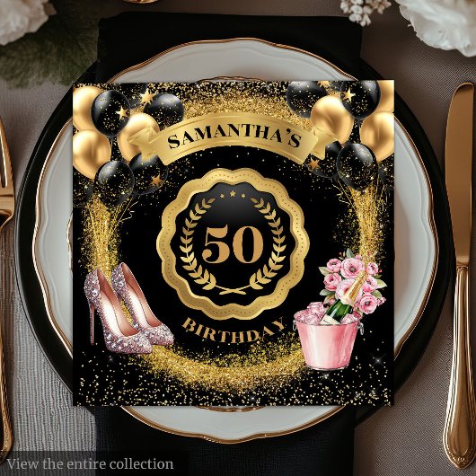 Elegante 50e verjaardag Napkins Gold Glitter Ballo Servet