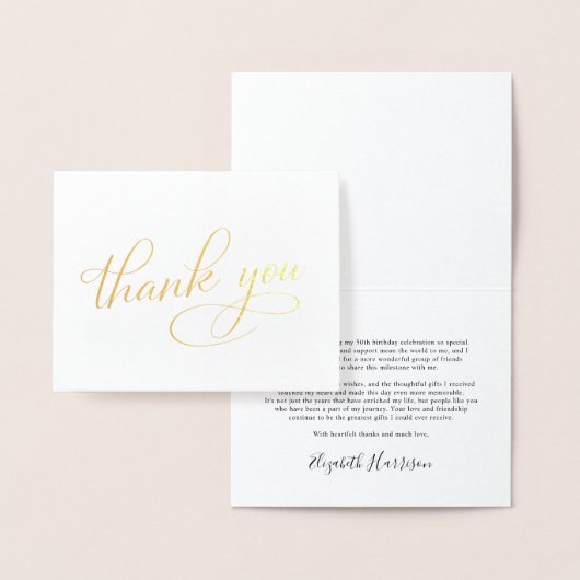 Elegante 50e verjaardag partij Folie Dank u Folie Kaarten (Display)