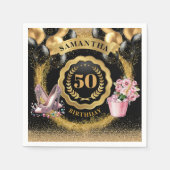 Elegante 50e verjaardag servetten gouden ballonnen (Voorkant)