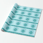 Elegante 50e verjaardag Turquoise Glitters & Strep Cadeaupapier (Uitgerold)