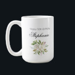 Elegante 50e verjaardag witte bloem koffiemok<br><div class="desc">Maak de dag extra speciaal met dit prachtige ontwerp. Neem gerust contact met mij op als u vragen heeft of als u deze bestelling verder wilt aanpassen. Ik ben altijd blij om te helpen!</div>