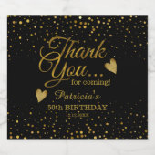 Elegante 50e verjaardag zwart en goud bedankt sparkling wijnetiket (Enkel label)