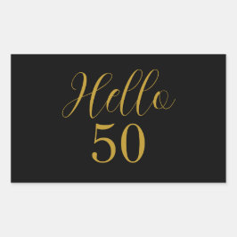 Elegante 50e verjaardag zwart goud rechthoekige sticker