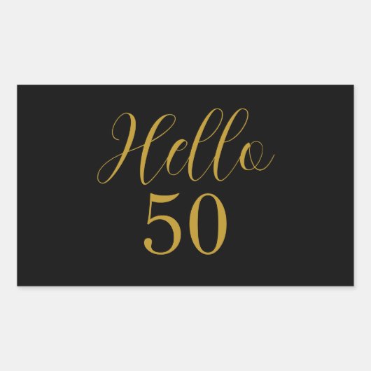 Elegante 50e verjaardag Zwart Goud Rechthoekige Sticker (Voorkant)