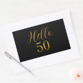 Elegante 50e verjaardag Zwart Goud Rechthoekige Sticker (Envelop)