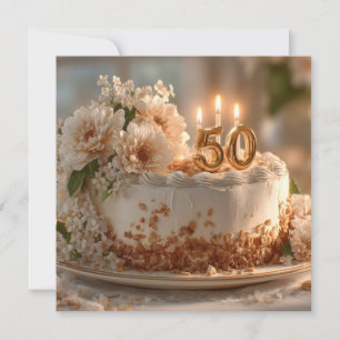 Elegante 50e verjaardagstaart met gouden topper