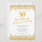 Elegante 50ste bruiloft Jubileum Faux Gold Glitter Kaart (Voorkant)