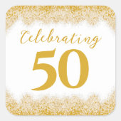 Elegante 50ste bruiloft Jubileum Faux Gold Glitter Vierkante Sticker (Voorkant)