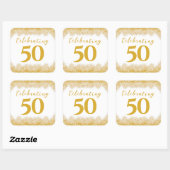 Elegante 50ste bruiloft Jubileum Faux Gold Glitter Vierkante Sticker (Vel)