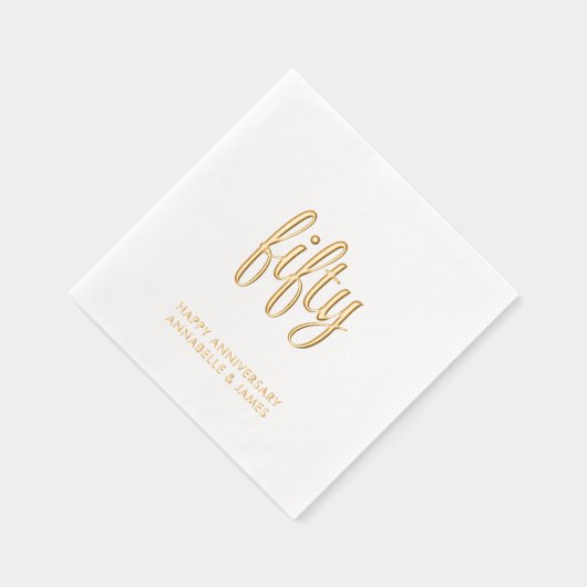 Elegante 50ste bruiloft Jubileum Gold Foil servett Folie Servetten (Rechts)