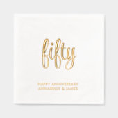 Elegante 50ste bruiloft Jubileum Gold Foil servett Folie Servetten (Voorkant)