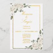 Elegante 50ste huwelijksuitnodiging in het Spaans Folie Uitnodiging (Voorkant)