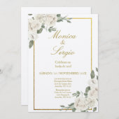 Elegante 50ste huwelijksuitnodiging in het Spaans Kaart (Voorkant / Achterkant)