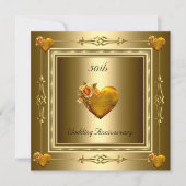 Elegante 50ste huwelijksverjaardag Gouden Harten 2 Kaart (Voorkant)