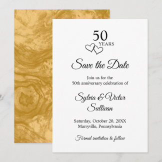 Elegante 50ste huwelijksverjaardag in zwart en wit save the date