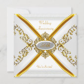 Elegante 50ste huwelijksverjaardag Witte Goud 2 Kaart (Voorkant)