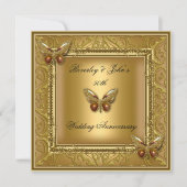 Elegante 50ste trouwdag gouden damast kaart (Voorkant)