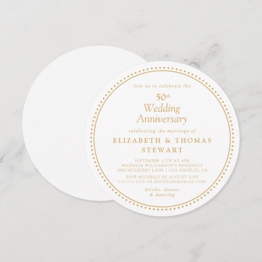 Elegante 50ste trouwdag kaart (Voorkant / Achterkant)