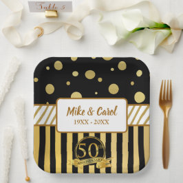 Elegante 50ste trouwdag papieren bordje