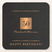Elegante 50ste verjaardag goud zwart 50 jaar naam kartonnen onderzetters (Voorkant)