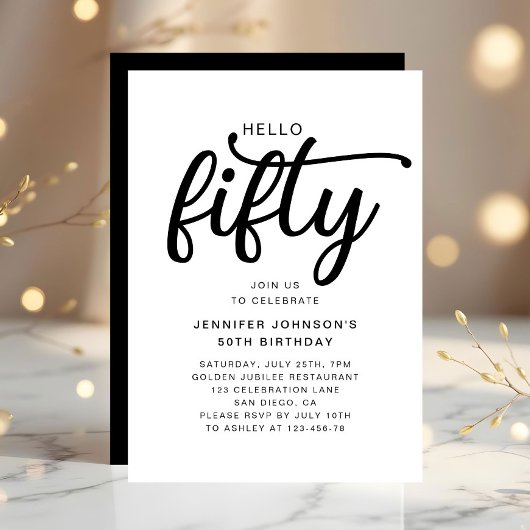 Elegante 50ste verjaardag kaart