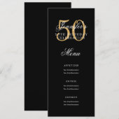 Elegante 50ste verjaardag menu Gold Black Kaart (Voorkant / Achterkant)