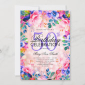 Elegante 50ste Verjaardag Roos Gouden Regenboog Bl Kaart (Voorkant)