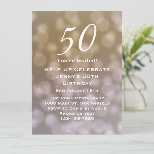 Elegante 50ste verjaardag uitnodiging voor haar (Staand voorkant)