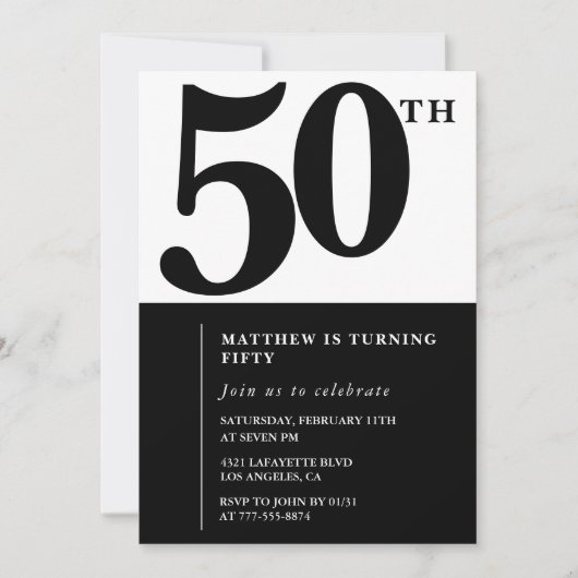 Elegante 50ste verjaardag uitnodigingen Chic Simpl (Voorkant)