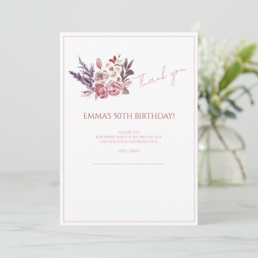 "Elegante 50ste verjaardag viering dank u kaart (Staand voorkant)