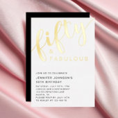 Elegante 50ste verjaardag Vijftig en Fabulous Blac Folie Uitnodiging