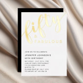 Elegante 50ste verjaardag Vijftig en Fabulous Blac Folie Uitnodiging
