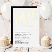 Elegante 50ste verjaardag Vijftig en Fabulous Blac Folie Uitnodiging
