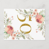 Elegante 50ste verjaardag Waterverf Rozen Party Uitnodiging Briefkaart (Achterkant)