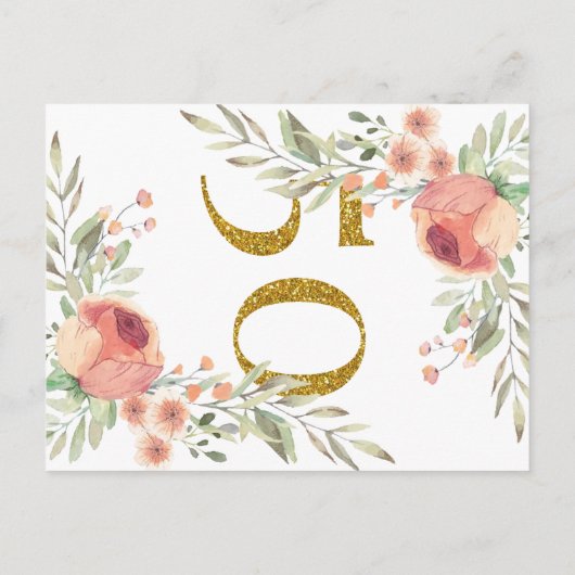 Elegante 50ste verjaardag Waterverf Rozen Party Uitnodiging Briefkaart (Achterkant)