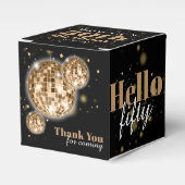 Elegante 50ste verjaardag zwart faux goud dank u bedankdoosjes (Voorkant Zijde)