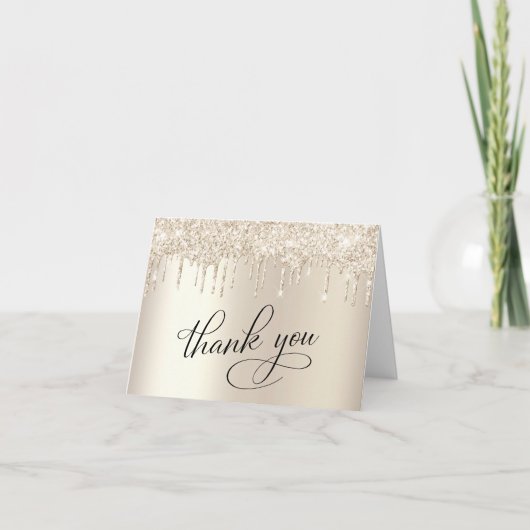 Elegante 50ste Verjaardagsfeestje Gouden Glitter Bedankkaart (Voorkant)