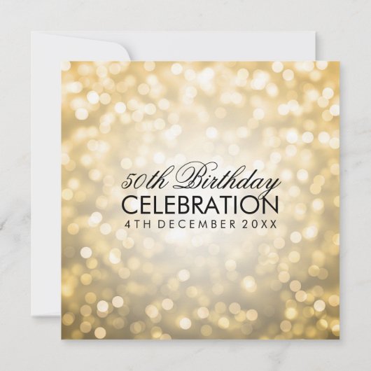 Elegante 50ste Verjaardagsfeestje Gouden Glitter L Kaart (Achterkant)