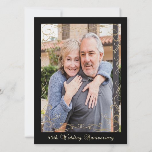 Elegante 50ste verjaardagsviering kaart (Voorkant)