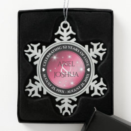 Elegante 52e Starrobijn Huwelijksjubileum Tin Sneeuwvlok Ornament