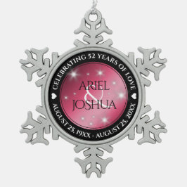 Elegante 52e Starrobijn Huwelijksjubileum Tin Sneeuwvlok Ornament