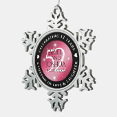 Elegante 52e sterrobijn bruiloft jubileum tin sneeuwvlok ornament (Rechts)