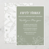 Elegante 53ste verjaardag uitnodigingen Floral Gre (Voorkant / Achterkant)