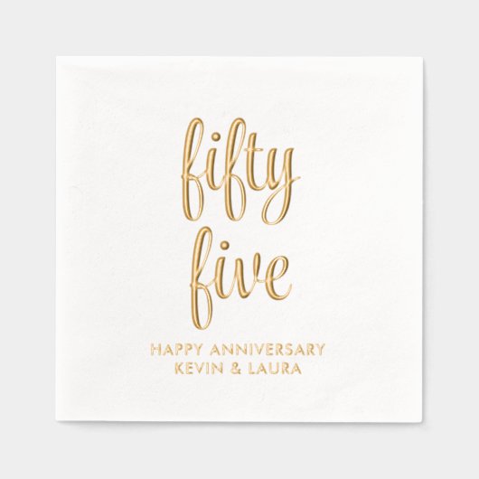 Elegante 55e bruiloft Jubileum Gold Foil servetten (Voorkant)