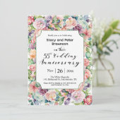 Elegante 55e bruiloft Jubileum kleurrijke bloem Kaart (Staand voorkant)