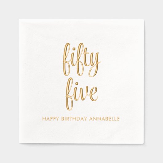 Elegante 55e verjaardag moderne gouden folie serve folie servetten (Voorkant)