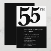 Elegante 55e verjaardag uitnodigingen Chic Simple (Voorkant / Achterkant)