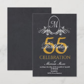 Elegante 55e verjaardagsfeest met textuur Uitnodig Kaart (Voorkant / Achterkant)